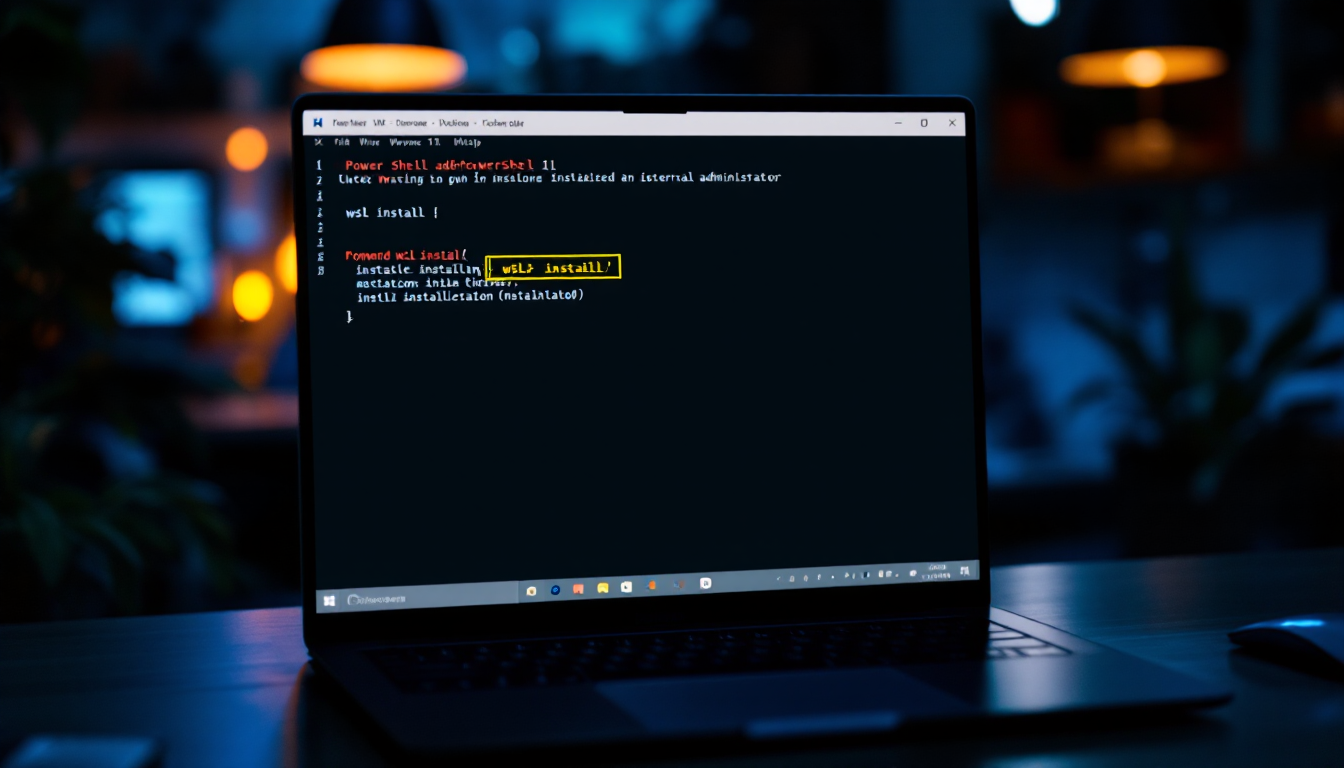 Windows 사용자용 WSL2 설치를 위한 PowerShell 관리자 권한 실행 화면