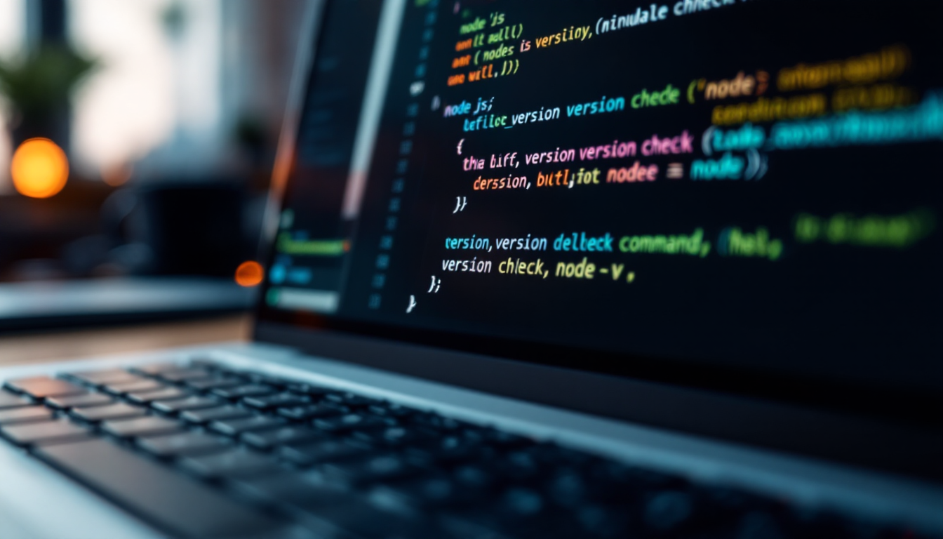 Node.js 버전 확인을 위해 명령어를 입력하는 터미널 창 모습